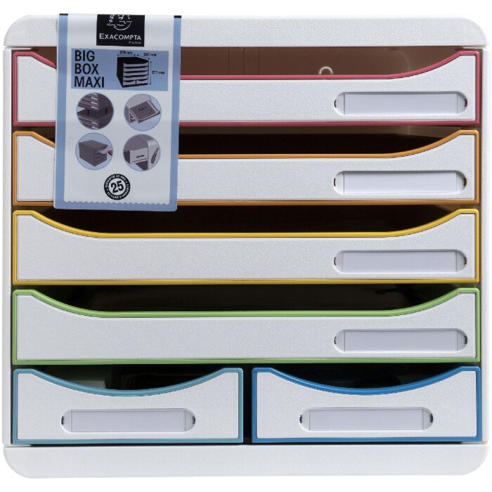 Exacompta zásuvkový box BIG BOX MAXI White Harlequin 6 zásuviek pre A4 a A4+