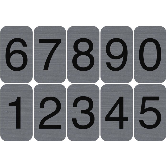Exacompta informačné tabule samolepiace hliníkové 2,5x4,4cm sivé číslice 0-9