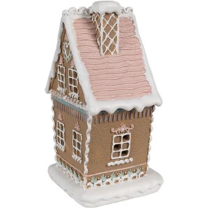 Clayre Eef Perníková chalúpka s LED diódou 13x10x21 cm Hnedý polyresinový vianočný domček