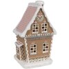 Clayre Eef Perníková chalúpka s LED diódou 13x10x21 cm Hnedý polyresinový vianočný domček