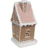 Clayre Eef Perníková chalúpka s LED diódou 13x10x21 cm Hnedý polyresinový vianočný domček