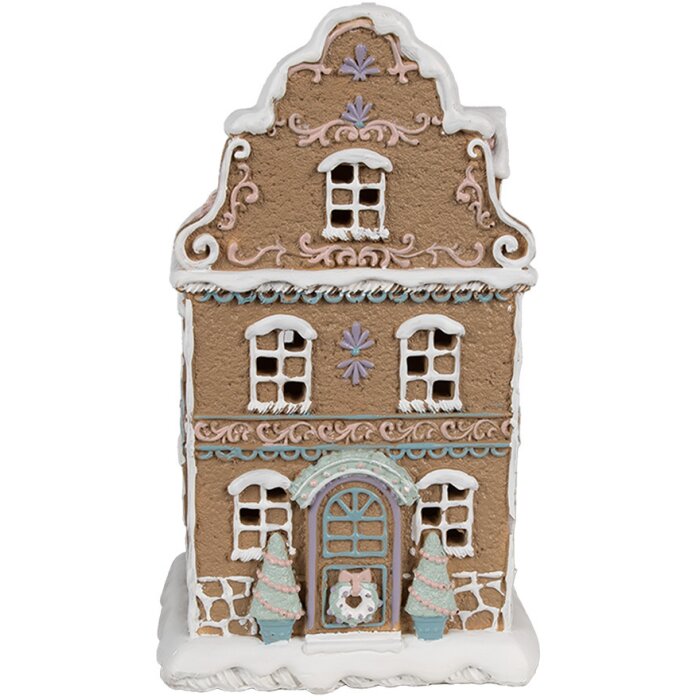 Clayre & Eef Perníková chalúpka s LED diódou 12x9x20 cm Polyresinová vianočná
