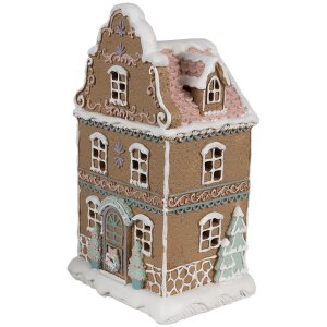 Clayre & Eef Perníková chalúpka s LED diódou 12x9x20 cm Polyresinová vianočná