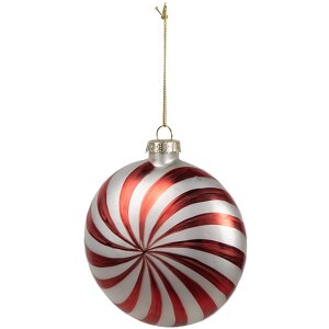 Clayre Eef Vianočná ozdoba 10x4x10 cm červené biele sklo slávnostné elegantné