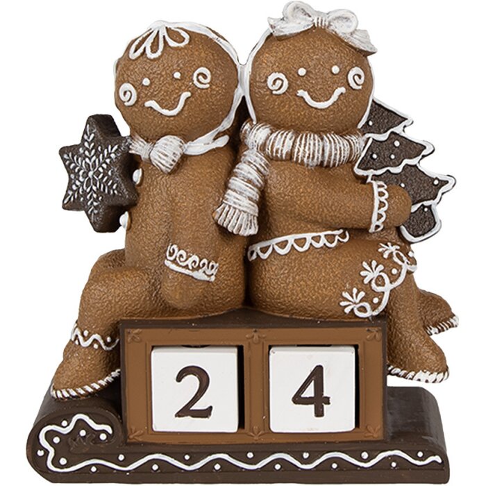 Clayre Eef Vianočná dekorácia figúrka perníkový muž 11x4x13 cm hnedá