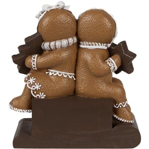 Clayre Eef Vianočná dekorácia figúrka perníkový muž 11x4x13 cm hnedá
