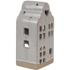 Clayre & Eef 6CE1790 Porcelánový držiak na čajovú sviečku House Beige 9x8x18 cm Country Style