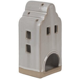 Clayre & Eef 6CE1790 Porcelánový držiak na čajovú sviečku House Beige 9x8x18 cm Country Style
