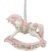 Clayre & Eef 6PR4224 Dekoratívny závesný hojdací kôň ružový 8x2x7 cm Vianoce