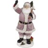 Clayre & Eef Father Christmas Figúrka ružová 43 cm Polyresinová vianočná dekorácia