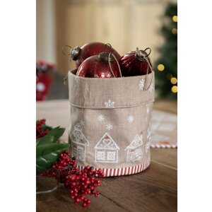 Clayre Eef GBB50 Kôš na chlieb Gingerbread House Brown Round Cotton Ø 15x16 cm
