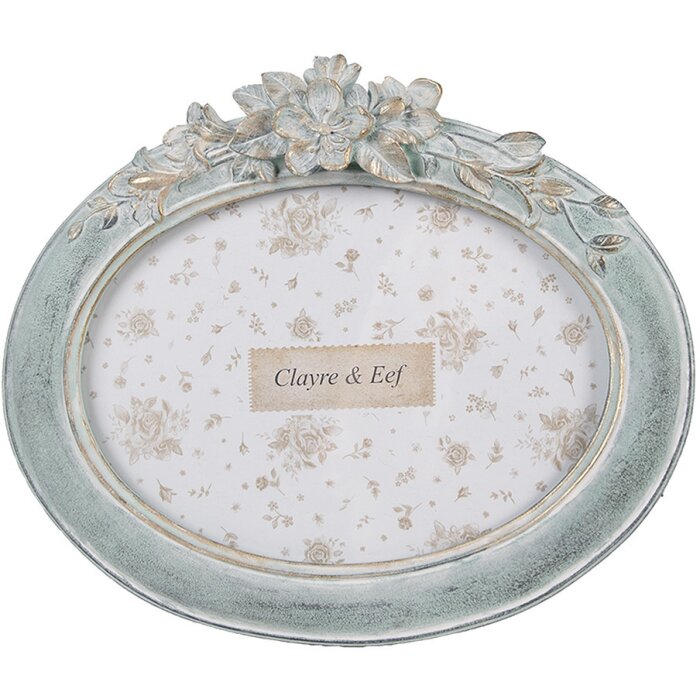 Clayre & Eef rám obrazu oválny 13x18 cm zelená Vintage plastové sklo