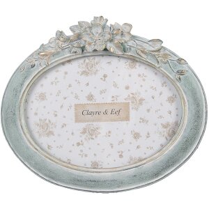 Clayre & Eef rám obrazu oválny 13x18 cm zelená Vintage plastové sklo