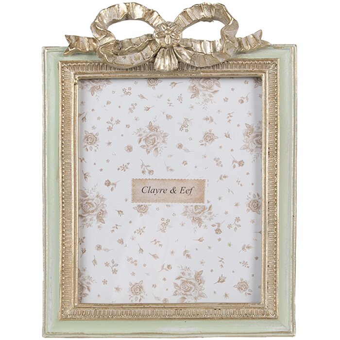 Clayre & Eef 2F1163 Rám obrazu zelený 16x2x22 cm Romantická mašľa Dekor