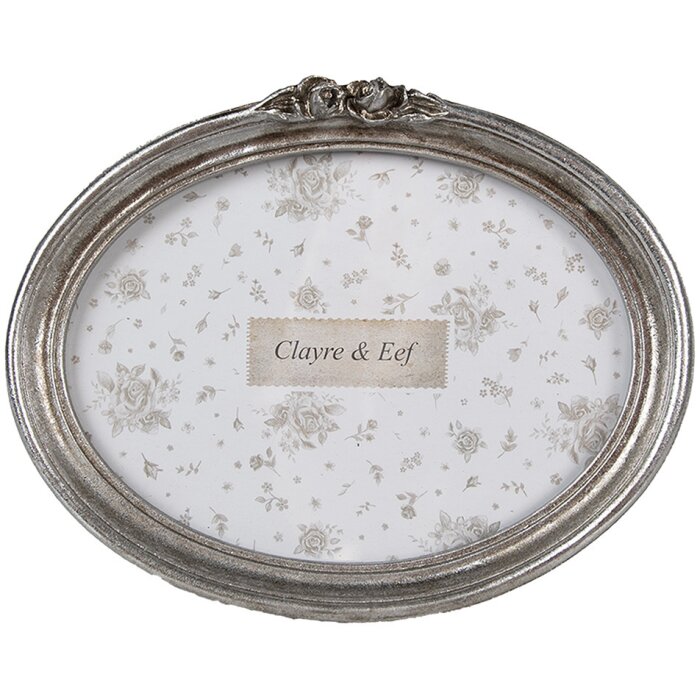 Clayre & Eef 2F1176 Strieborný obrazový rám 20x3x15 cm Oval Retro Vintage