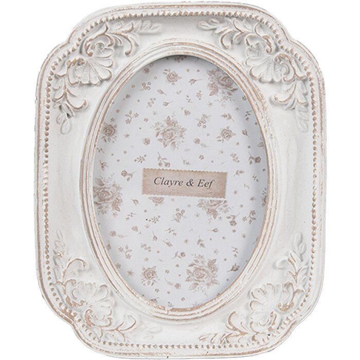 Clayre & Eef 2F1187 Fotorámik biely 10x2x12 cm 6x9 cm Shabby Chic