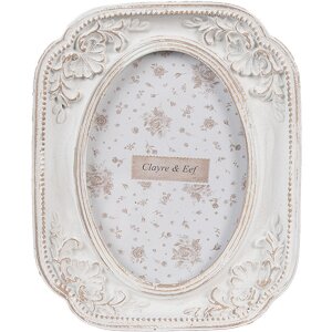 Clayre & Eef 2F1187 Fotorámik biely 10x2x12 cm 6x9 cm Shabby Chic