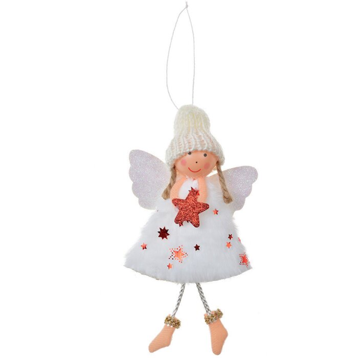 Clayre & Eef 65680W Dekoračný vešiak Angel 8x3x15 cm biely