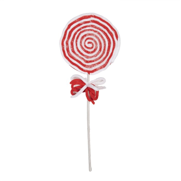 Clayre & Eef 65853 Vianočná dekorácia Lollipop červená biela 15x1x41 cm plast