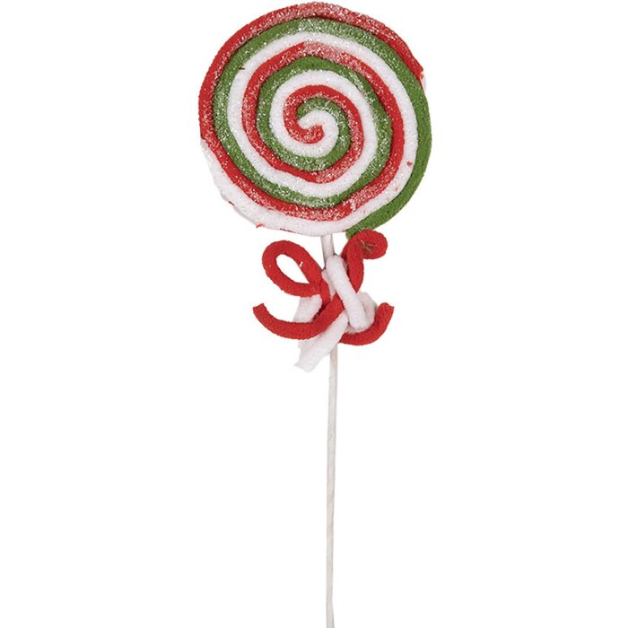 Clayre & Eef 65855 Vianočná dekorácia Lollipop 10x1x42 cm červená biela zelená