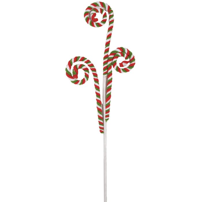 Clayre & Eef 65857 Dekorácia Candy Cane 68 cm červená zelená plastová