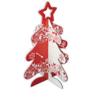 ZEP Vianočný stromček drevo červená biela 65 cm vysoký 45 cm široký Dekoratívny stromček plug-in systém