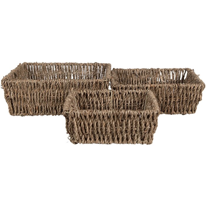 Clayre & Eef 65711 Úložné koše z morskej trávy Set of 3 Brown Boho Style