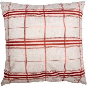 Clayre & Eef NWV24-1 Obliečka na vankúš 45x45 cm Béžová Červený vidiecky dom s motívom jeleňa
