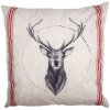 Clayre & Eef NWV24-1 Obliečka na vankúš 45x45 cm Béžová Červený vidiecky dom s motívom jeleňa