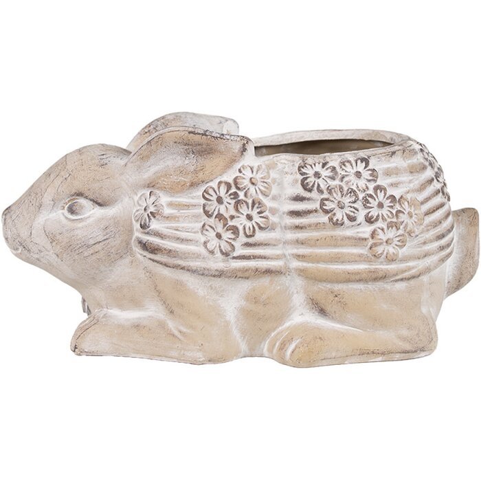 Clayre & Eef 6TE0543 Kvetináč Rabbit Beige Brown 30x17x13 cm Stone