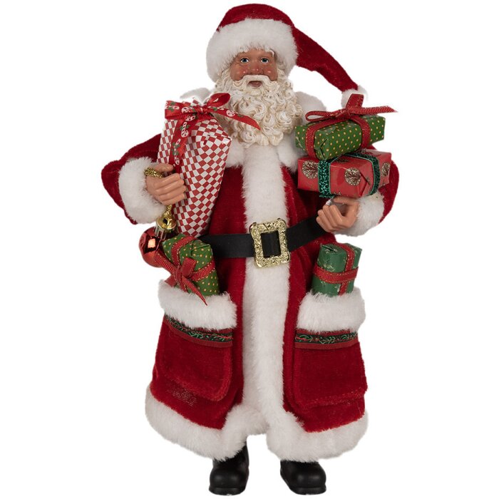Clayre & Eef 65594 Vianočná dekorácia Father Christmas červená biela 16x10x27 cm
