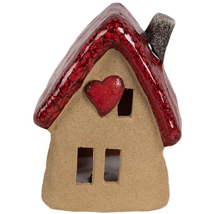 Clayre & Eef 6CE1777 Dekorácia Domček Hnedočervená keramika 10x8x13 cm Vidiecky štýl