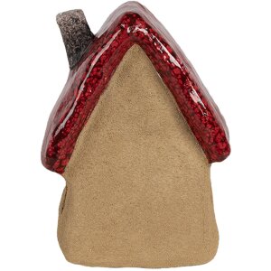 Clayre & Eef 6CE1777 Dekorácia Domček Hnedočervená keramika 10x8x13 cm Vidiecky štýl