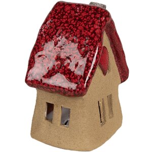 Clayre & Eef 6CE1777 Dekorácia Domček Hnedočervená keramika 10x8x13 cm Vidiecky štýl