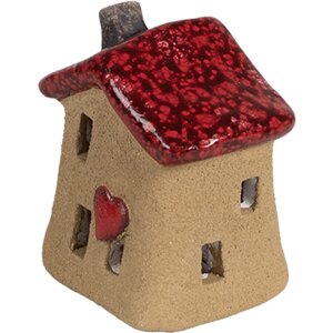 Clayre & Eef 6CE1778 Dekoratívny domček Hnedočervená keramika 7x6x8 cm