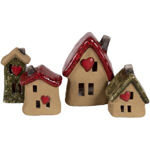Clayre & Eef 6CE1778 Dekoratívny domček Hnedočervená keramika 7x6x8 cm
