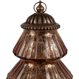 Clayre & Eef 6GL4574KO Vianočný stromček LED Ø 16x22 cm medené sklo vidiecky štýl
