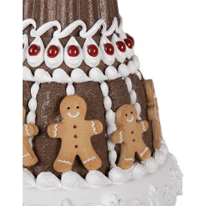 Clayre & Eef 6PR4247 Dekoratívny koláč Perník Ø 29x52 cm Hnedý biely vidiecky štýl