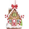 Clayre & Eef 6PR4254 Vianočná visačka perníková chalúpka hnedá biela 7x5x9 cm
