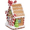 Clayre & Eef 6PR4254 Vianočná visačka perníková chalúpka hnedá biela 7x5x9 cm