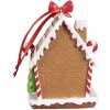 Clayre & Eef 6PR4254 Vianočná visačka perníková chalúpka hnedá biela 7x5x9 cm