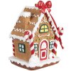 Clayre & Eef 6PR4254 Vianočná visačka perníková chalúpka hnedá biela 7x5x9 cm