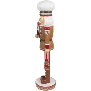 Clayre & Eef 6PR4257 Vianočná dekorácia Luskáčik na orechy hnedý červený 13x12x46 cm Polyresin