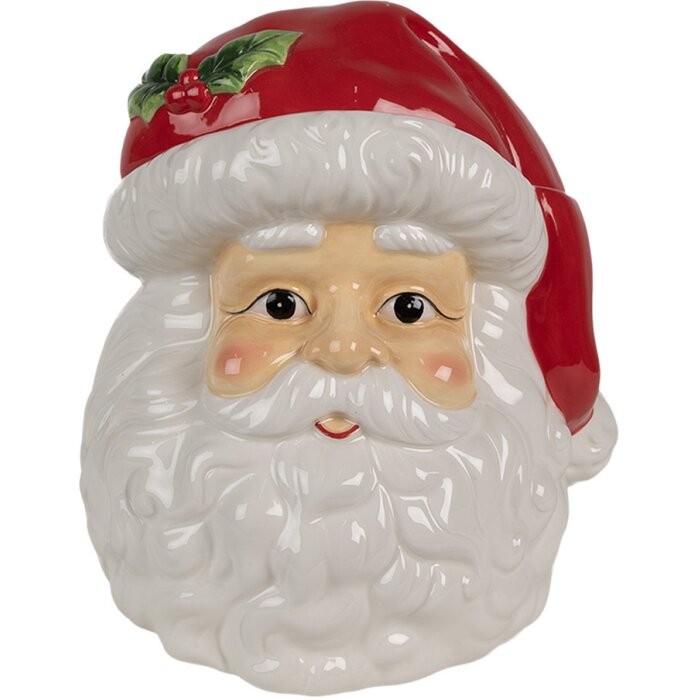 Clayre & Eef 6CE1847 Úložný plech Father Christmas White Red 19x18x22 cm