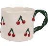 Clayre & Eef 6CEMU0149 Hrnček Cherries Beige Red Ceramic 200 ml 13x9x7 cm