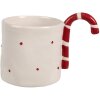 Clayre & Eef 6CEMU0153 Hrnček béžovo-červený keramický 325 ml Country štýl 14x9x10 cm