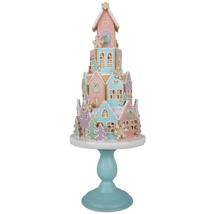 Clayre & Eef 5PR0136 Dekoratívny domček Pastelové farby Modrá Ružová Ø 24x59 cm Polyresin