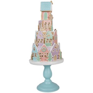 Clayre & Eef 5PR0136 Dekoratívny domček Pastelové farby Modrá Ružová Ø 24x59 cm Polyresin