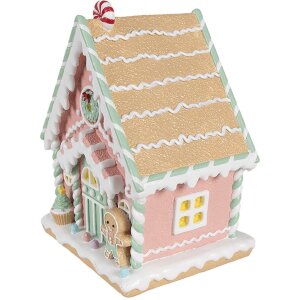 Clayre & Eef 6PR4263 Dekoratívny domček ružový 20x16x25 cm Polyresin Vianočné