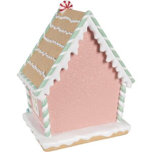 Clayre & Eef 6PR4263 Dekoratívny domček ružový 20x16x25 cm Polyresin Vianočné